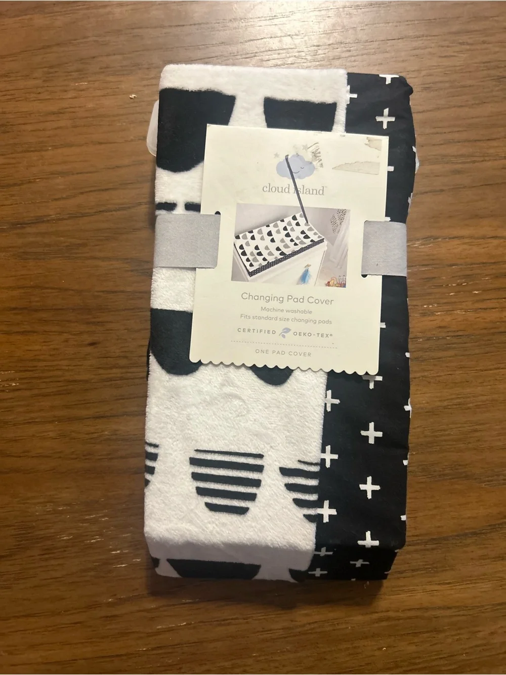 Cloud Island Modern Black & White cross Changing Pad Cover